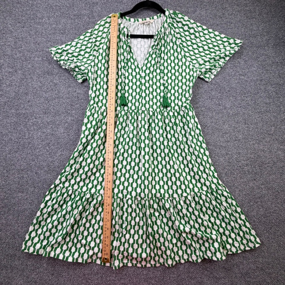Boden NWOT Green Geometric Tiered Midi Dress US 10L Pockets Vacation - Picture 2 of 10